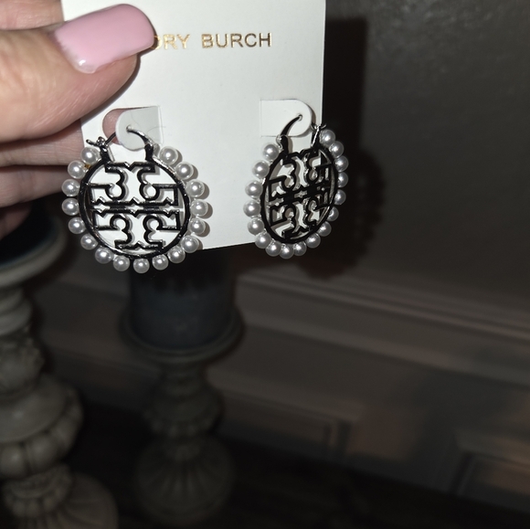 Tory Burch White Pearl and Silver Statement Earrings - Picture 2 of 2